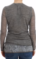Gray Wool Blend Stretch Long Sleeve Sweater 3