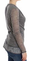 Gray Wool Blend Stretch Long Sleeve Sweater 4