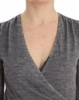 Gray Wool Blend Stretch Long Sleeve Sweater 5