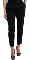 Black Wool High Waist Cropped Tapered Pants 1