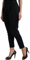 Black Wool High Waist Cropped Tapered Pants 2