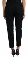 Black Wool High Waist Cropped Tapered Pants 3