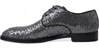 Silver Sequined Lace Up Men Derby Dress Shoes 4