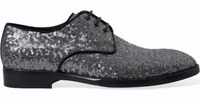 Silver Sequined Lace Up Men Derby Dress Shoes 5