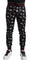Black Ring Silk Jogging Trousers Pants 2