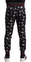 Black Ring Silk Jogging Trousers Pants 3