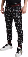 Black Ring Silk Jogging Trousers Pants 4