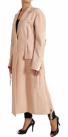 Beige Cotton Single Breasted Long Coat Jacket 1