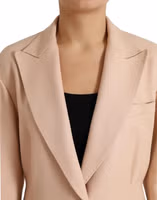 Beige Cotton Single Breasted Long Coat Jacket 4