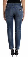 Blue BOYFRIEND Mid Waist Cotton Denim Jeans 3