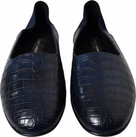 Blue Crocodile Leather Loafers Slip On Shoes 1