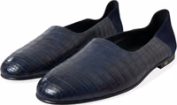 Blue Crocodile Leather Loafers Slip On Shoes 2