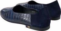 Blue Crocodile Leather Loafers Slip On Shoes 3