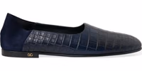 Blue Crocodile Leather Loafers Slip On Shoes 5