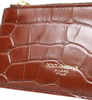Brown Alligator Leather Airpods Case Coin Purse Wallet 3