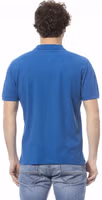 Blue Cotton Men Polo Shirt 3