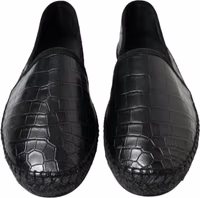 Black Exotic Leather Espadrilles Slip On Shoes 1