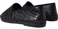 Black Exotic Leather Espadrilles Slip On Shoes 3
