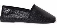 Black Exotic Leather Espadrilles Slip On Shoes 5
