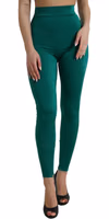 Green Nylon Stretch Slim Leggings Pants 1