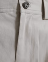 Beige Cotton High Waist Tapered Pants 5