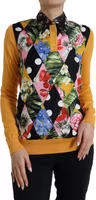 Multicolor Patchwork Cashmere Henley Sweater 1