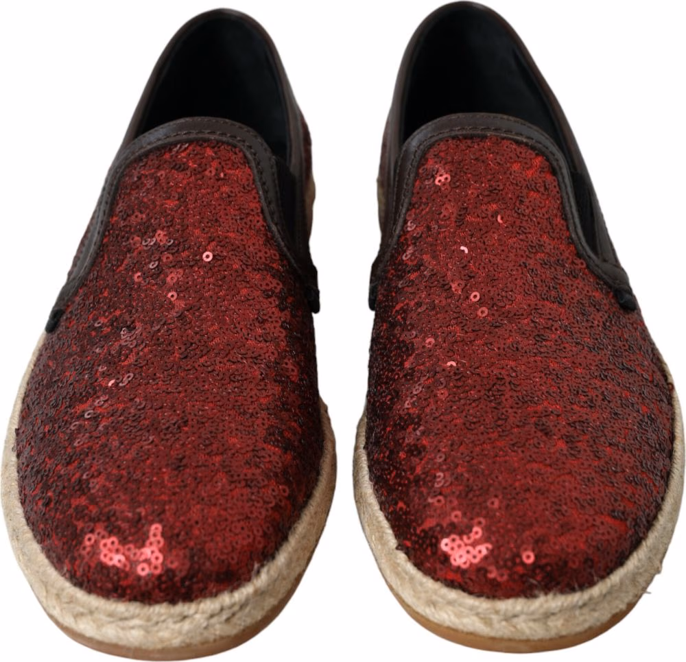 Red Sequined Loafers Slippers Men Shoes