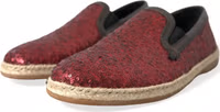 Red Sequined Loafers Slippers Men Shoes 2