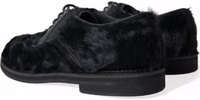 Black Fur Leather Lace Up Derby Dress Shoes 3