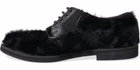 Black Fur Leather Lace Up Derby Dress Shoes 4