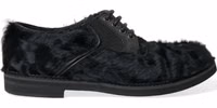 Black Fur Leather Lace Up Derby Dress Shoes 5