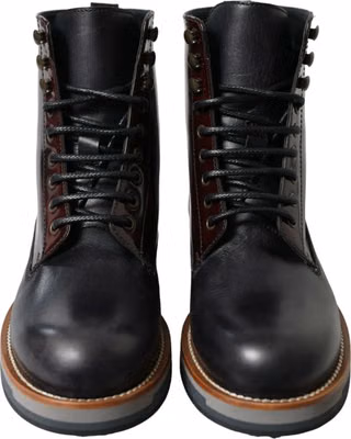 Black Leather Military Combat Boots Shoes