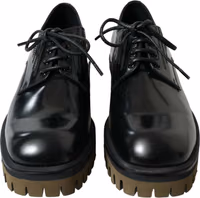 Black Leather Lace Up Derby Men Dress Shoes 1