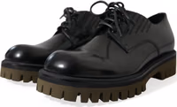 Black Leather Lace Up Derby Men Dress Shoes 2