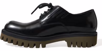 Black Leather Lace Up Derby Men Dress Shoes 4