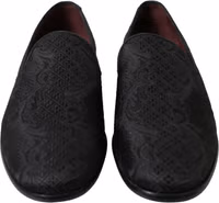 Black Brocade Men Slip On Loafer Dress Shoes 1