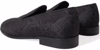 Black Brocade Men Slip On Loafer Dress Shoes 3