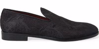 Black Brocade Men Slip On Loafer Dress Shoes 5