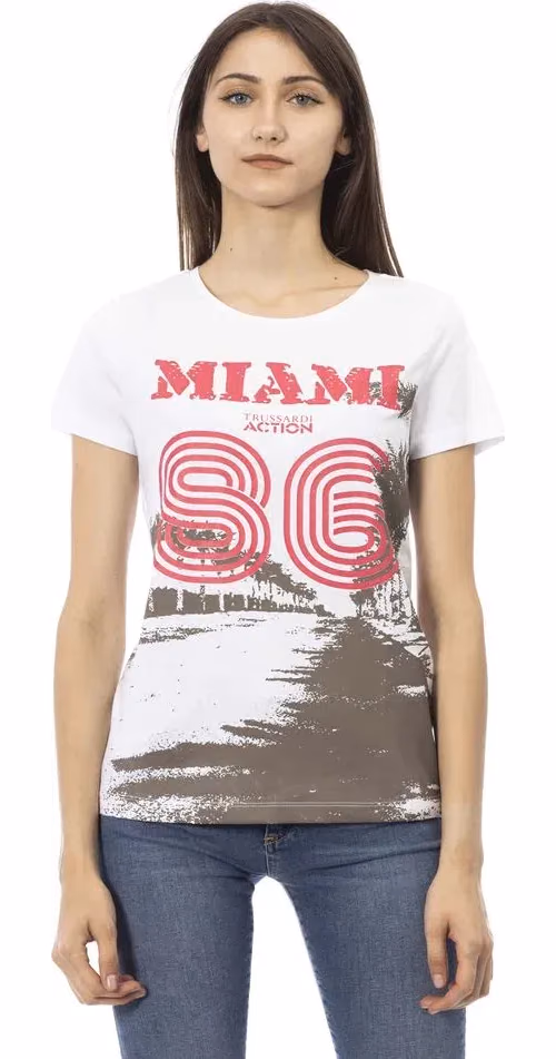 White Cotton Women T-Shirt