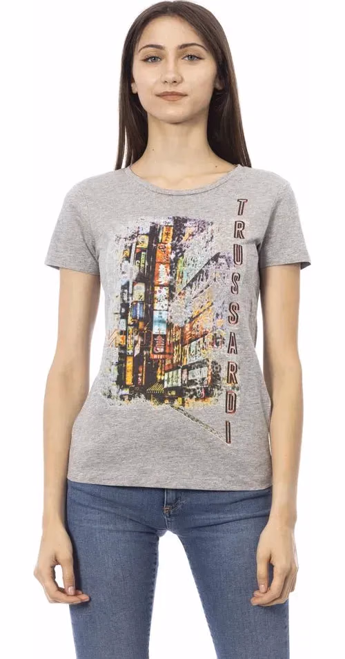 Gray Cotton Women T-Shirt