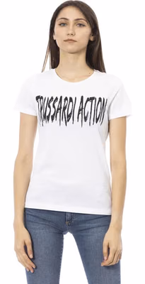 White Cotton Women T-Shirt