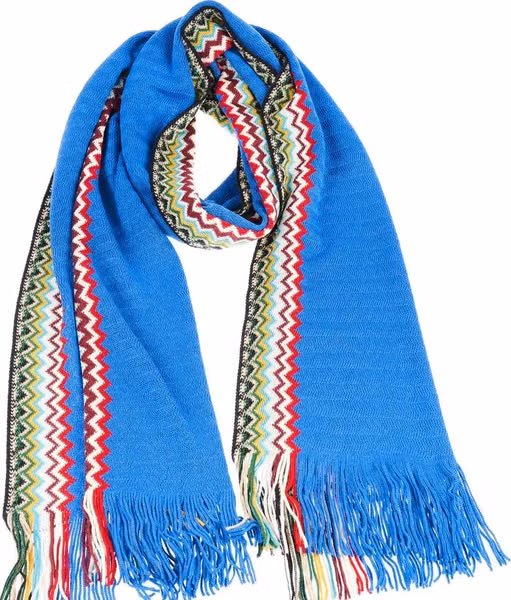 Blue Wool Men Scarf