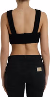 Black Cropped Cashmere V-neck Bustier Top 3
