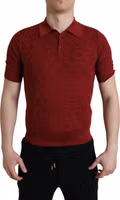 Maroon Collared Short Sleeve Silk T-shirt 1