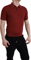 Maroon Collared Short Sleeve Silk T-shirt 2