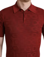 Maroon Collared Short Sleeve Silk T-shirt 4