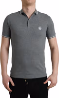 Gray Collared Short Sleeve Crown T-shirt 1