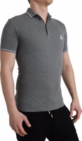Gray Collared Short Sleeve Crown T-shirt 2