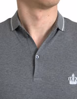Gray Collared Short Sleeve Crown T-shirt 4