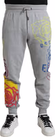 Gray Cotton Graffiti Sweatpants Jogger Pants 1
